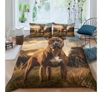 AAHARYA Staffordshire Bull Terrier Duvet Cover Bedding Set for Kids Boys Soft Microfiber Cute Puppy Quilt Cover 3 Piece Set with Zipper Closure King（220x240cm）