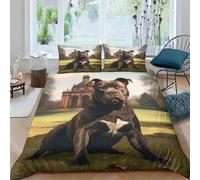 AAHARYA Staffordshire Bull Terrier Duvet Cover Set 3D Bedding Set Decorative Microfiber Polyester Cute Puppy Comforter Cover with Pillow Shams,3 Piece Set Quilt Cover Double(200x200cm)
