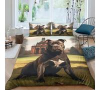 AAHARYA Staffordshire Bull Terrier Printed Bedding Set Duvet Cover Set 3d Printed Cute Puppy Comforter Cover 3 Pieces For Kids Teens Boys Quilt Cover King(220x240cm)