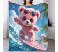 AAHARYA Surf bear 3D print microfiber throw blanket fleece feel home decor | 40x50inch plush microfiber touch lightweight warmth sofa bed accent kids room travel gift playful design
