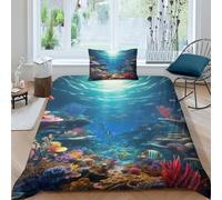 AAHARYA Underwater World Duvet Cover 3D Sea Life Printed Pattern Design Bedding Set Comforter Cover For Kids Aldult Bedspread Soft Microfiber Quilt Cover 3pcs Set Single（135x200cm）