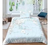 AAHARYA World Map Duvet Cover Set with Pillowcases,kids Adults Creative 3D Globe Bedding Sets with Zipper Closure,Soft Microfiber Quilt Cover Single（135x200cm）