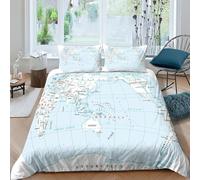 AAHARYA World Map Duvet Cover Soft Microfiber Bedding Set, 3D Globe Print Quilt Cover&Pillowcase, With Zipper Closure,3pcs, for Kids Adults Double（200x200cm）