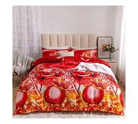 AAHO IT'S ALL ABOUT HOME Christmas Duvet Cover Set, Father Christmas, Royal Santa Claus, Merry Santa, Xmas Quilt Bedding Set, Comforter Encasement, Matching Pillowcases (Single, Royal Santa)