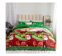 AAHO IT'S ALL ABOUT HOME Christmas Duvet Cover Set, Father Christmas, Royal Santa Claus, Merry Santa, Xmas Quilt Bedding Set, Comforter Encasement, Matching Pillowcases (Double, Merry Santa)