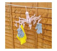 AAHO IT'S ALL ABOUT HOME Octopus Hanging Dryer 8-Claws with 16 Clothes pegs, Easy to Fold and Store Laundry Airer, Indoor & Outdoor Drying Hanger, Space Saving Compact Design (Pink)