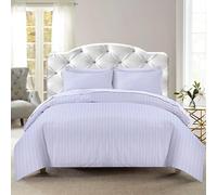 AAHO IT'S ALL ABOUT HOME Striped Duvet Cover Set with Matching Pillowcases, Premium Hotel Quality Bedding Linen, Polycotton Fabric, Easy Care, Machine Washable (White, Single)