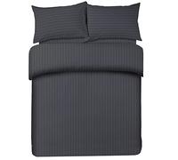 AAHO IT'S ALL ABOUT HOME Striped Duvet Cover Set with Matching Pillowcases, Premium Hotel Quality Bedding Linen, Polycotton Fabric, Easy Care, Machine Washable (Dark Grey, Super King)