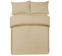 AAHO IT'S ALL ABOUT HOME Striped Duvet Cover Set with Matching Pillowcases, Premium Hotel Quality Bedding Linen, Polycotton Fabric, Easy Care, Machine Washable (Beige, King)