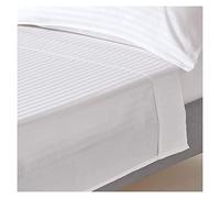 AAHO IT'S ALL ABOUT HOME White Stripe Flat Sheet Only, Premium Hotel Quality Bedding Linen, Polycotton Fabric, Easy Care, Machine Washable, UK Standard Sizes (Single)
