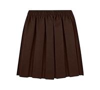 AAIF RETAILS® Girls Back to School Uniform Skirts - Kids Summer Formal Dress Bottom Round Elasticated Waist Box Pleated Stretch Skirt (Brown Age 15-16 Years)