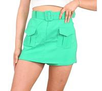 AAIF RETAILS® Ladies Cargo Skirt Womens High Waisted Summer Belted Shorts Summer Two Pockets Mini Skort Hiking Running Green Size 8