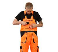 AAIF RETAILS® Men's Hi Vis Contrast Bib and Brace Workwear Dungarees Adjustable Straps Work Dungarees For Men UK High Visibility Overall Safety Hi Viz Dungarees Orange 2XL