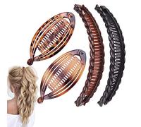 Aaiffey 4pcs Banana Hair Clips Vintage Clincher Combs Tool for Thick Curly Hair Accessories Fishtail Hair Clip Combs Double Banana Clip Set for Women Girls
