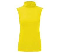 AAILA FASHION Womens Sleeveless Polo Turtle Roll Neck Plain Top Ladies High Neck Warm Tank Top Casual Party Wear UK 8-26 Yellow
