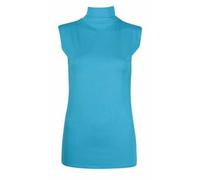 AAILA FASHION Womens Sleeveless Polo Turtle Roll Neck Plain Top Ladies High Neck Warm Tank Top Casual Party Wear UK 8-26 Turquoise