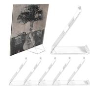 AAiphuwew 6 Pack Vinyl Record Stand Display, Clear Acrylic Tabletop Album Now Playing Holder, Album Record Holder LP Vinyl Record Storage Display Stand
