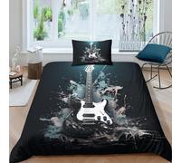 AAIRRA 2 Pieces Cool Guitar Duvet Cover Set 3D Printed Bedding Quilt Cover with Zipper Closure for Girls And Boys, Soft Microfiber Comforter Cover Single（135x200cm）