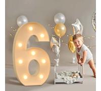 AAIRRA 70cm-2.29FT/100cm-3.3FT/120cm-4FT Wedding Decor Marquee Light Up Letters Mosaic Light Up Numbers 0-9 For Birthday Party Backdrop Decor Large Marquee Letters DIY Party Decorations,6,100CM