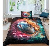 AAIRRA Colourful Rugby Teens Duvet Cover Ultra Soft Microfiber Comforter Cover Cool Rugby for Kids Children Bedding Set 3D Printed Quilt Cover Breathable Decorative Room Single（135x200cm）