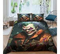 AAIRRA Cool Joker 3D Printed Duvet Cover Set Microfibre Soft Quilt Covers Easy Care Hotel Quality Comforter Cover Bedding Sets with Zipper for Boys Girls Double（200x200cm）
