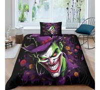 AAIRRA Cool Joker3D Printed Duvet Cover Microfiber Joker Bedding Set 3 Pcs Quilt Cover Ultra Soft Comfortable Comforter Cover Zipper with Pillowcases for Boys Girls Single（135x200cm）