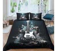 AAIRRA Duvet Cover Microfiber Bedding Set, 3D Cool Guitar Print Quilt Cover&Pillowcase With Zipper Closure Comforter Cover For Adults Children Double（200x200cm）
