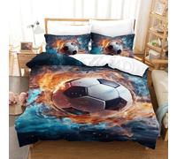 AAIRRA Flame Football Comforter Covers for Boys Girls 3D Print Cool Football Quilt Cover Duvet Cover Bedding Set with Pillow Cases Soft Microfiber with Zipper Closure 2 Pieces Single(140x200cm)