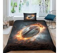 AAIRRA Flame Rugby 3D Printed Duvet Cover Set Microfibre Soft Quilt Covers Easy Care Hotel Quality Comforter Cover Bedding Sets with Zipper for Boys Girls Single（135x200cm）