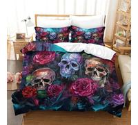 AAIRRA Floral Bones 3-Piece Duvet Cover Set for Kids Children Bedding Set Soft Breathable 3D Printed Microfiber Comforter Quilt Cover Set Zipper Closure And Pillowcases King（220x240cm）