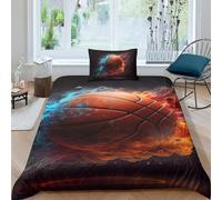 AAIRRA Ice And Fire Basketball Duvet Cover 3D Print 篮球 for Boys Girls Comforter Covers Quilt Cover Soft Microfiber with Zipper Closure with Pillow Cases Bedding Set 2 Pieces Single（135x200cm）