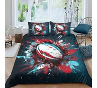 AAIRRA Rugby Comforter Covers Duvet Cover 3D Printed Graffiti Rugby for Boys Girls Quilt Cover with Pillow Cases Soft Microfiber with Zipper Closure Bedding Set 3 Pieces Double（200x200cm）