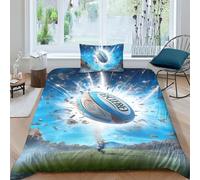 AAIRRA Rugby Comforter Covers for Boys Girls 3D Print Cool Rugby Quilt Cover Duvet Cover Bedding Set with Pillow Cases Soft Microfiber with Zipper Closure 2 Pieces Single(135x200cm)