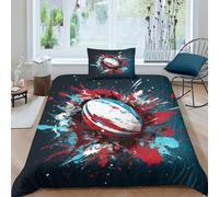 AAIRRA Rugby Duvet Cover for Teens And Adults 3D Print Graffiti Rugby Comforter Covers Quilt Cover Soft Microfiber Bedding Set with Pillow Cases with Zipper Closure 2 Pieces Single（135x200cm）