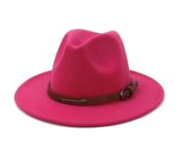 AAIXXIZAO Fedora Trilby Felt Hats Fedoras Hat For Women Men Panama Felted Jazz Hats Church Cap L(59-61Cm) Rosered