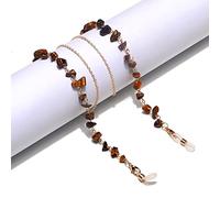AAIXXIZAO Glasses Chains Lanyards Fashion Chain Natural Tiger Eye Stone Not Easy To Fade Handmade Eyeglass Chain Presbyopia Anti Loss Chain Gold