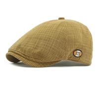 AAIXXIZAO Men'S Beret Hat Beret Cap Sun Hat Caps For Men Women Retro Artist Painter Beret Hat Vintage Plaid Octagonal Flat Cap Berets 55-60Adjustable Camel