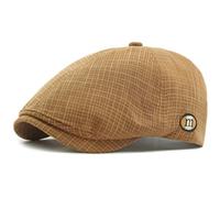 AAIXXIZAO Men'S Beret Hat Beret Cap Sun Hat Caps For Men Women Retro Artist Painter Beret Hat Vintage Plaid Octagonal Flat Cap Berets 55-60Adjustable Lightcoffee