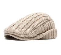 AAIXXIZAO Men'S Beret Hat Beret Thick Warm Knitted Hat Men Women Beret Cap Male Female Earflap Flat Cap Vintage Artist Painter Beret Hat 56-60Cmadjustable Beige