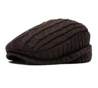 AAIXXIZAO Men'S Beret Hat Beret Thick Warm Knitted Hat Men Women Beret Cap Male Female Earflap Flat Cap Vintage Artist Painter Beret Hat 56-60Cmadjustable Coffee