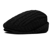 AAIXXIZAO Men'S Beret Hat Beret Thick Warm Knitted Hat Men Women Beret Cap Male Female Earflap Flat Cap Vintage Artist Painter Beret Hat 56-60Cmadjustable Black