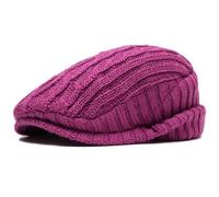 AAIXXIZAO Men'S Beret Hat Beret Thick Warm Knitted Hat Men Women Beret Cap Male Female Earflap Flat Cap Vintage Artist Painter Beret Hat 56-60Cmadjustable Rosepink