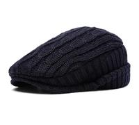 AAIXXIZAO Men'S Beret Hat Beret Thick Warm Knitted Hat Men Women Beret Cap Male Female Earflap Flat Cap Vintage Artist Painter Beret Hat 56-60Cmadjustable Navyblue