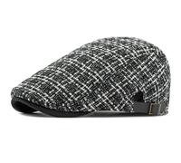 AAIXXIZAO Men'S Beret Hat Berets Cap For Men Women Knitted Plaid Artist Painter Beret Hat Adjusted Flat Cap Male Beret Cap 55-60Cmadjustable Black