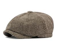 AAIXXIZAO Men'S Beret Hat Berets Retro Striped Octagonal Cap Beret Hat For Men Women Male Female Artist Painter Beret Cap 55-60Elastic Coffee