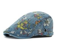 AAIXXIZAO Men'S Beret Hat Men Women Caps For Flower Floral Beret Hat Cotton Denim Beret Cap Male Female Artist Painter Cap Hat 55-60Cm Middleblue