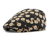 AAIXXIZAO Men'S Beret Hat Men Women Retro Floral Artist Painter Beret Hat Adjustable Flat Cap Male Female Beret Caps 55-60Cmadjustable Blackbigflower