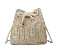 AAIXXIZAO Straw Bag Handwoven Shoulder Bag For Women Lady Bucket Crossbody Bag Beach-Handbag Khaki