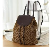 AAIXXIZAO Straw Bag Hollow Out Backpack Drawstring Hasp Straw Bag School Bag Knitting Rucksack Beach Bag Travel Holiday Ladies Handbag 31X13X33Cm Brown