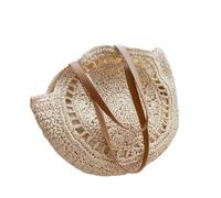 AAIXXIZAO Straw Bag Round Straw Bags For Women Rattan Shoulder Bag Travel Handmade Woven Beach Handbags Female Large Capacity Totes Bag 43X2X38Cm Beigehollow